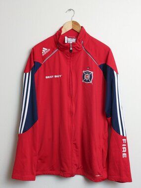 Chicago Fire MLS Soccer Full Zip Jacket Mens XL Red adidas Climalite